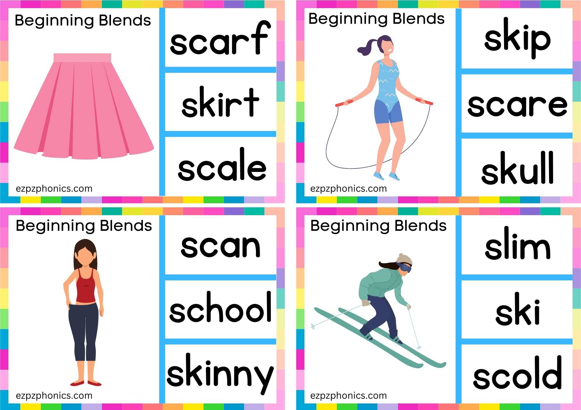 SK Beginning Blends Clip Cards Look At The Image And Clip The Correct Word Set 1